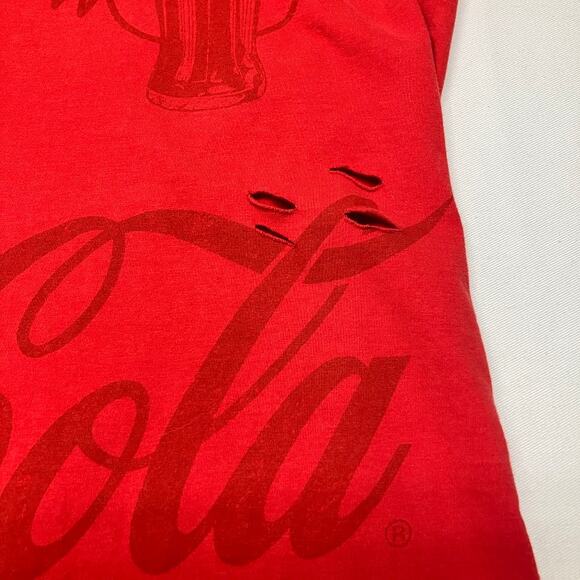 Coca Cola Jeans Y2K Cut Out Refresh Short Sleeve T Shirt Red Size S - Picture 5 of 9